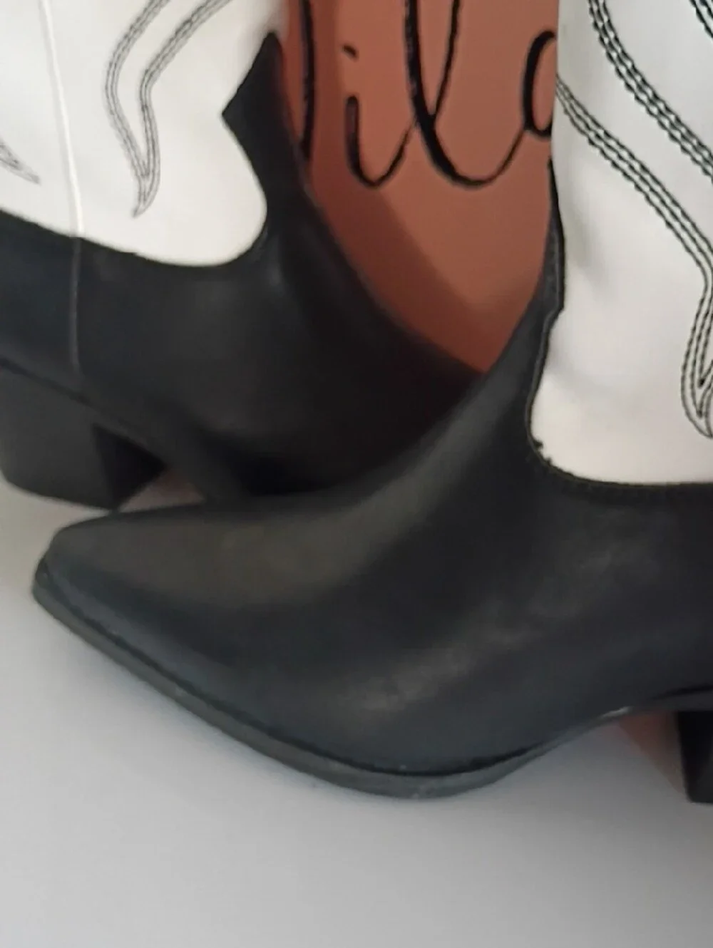 Wild Pair White and Black Over-the-Knee Western Boots